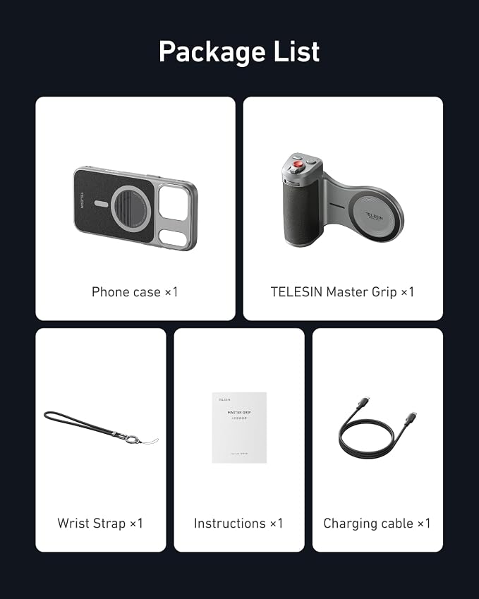 TELESIN Zoom Master Grip Universal for iPhone/MagSafe Wireless Charging | Magnetic Phone Camera Grips Kit Built-in 3200mAh Battery - DSLR Style Handle Holder -【Graphene Case Only For iPhone 17 Pro】 - Image 9