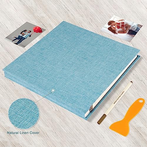 Photo Album Self Adhesive Pages 11x10.6 Scrapbook Light Blue 40 Pages - Image 4