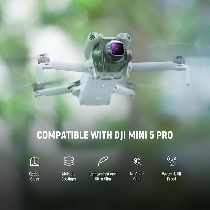 NEEWER CPL ND Filter Set Compatible with DJI Mini 5 Pro (CPL/ND8/ND16/ND32/ND64/ND128), Snap On Circular Polarizing Polarizer Neutral Density Lens Filter Multicoated Drone Camera Accessories, 6 Pack - Image 2