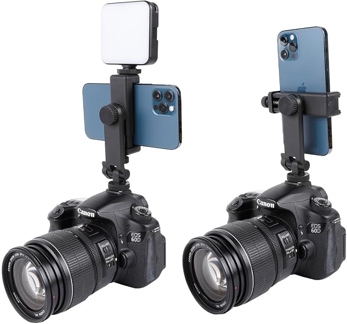 Multifunctional Universal Cell Phone Tripod Mount Adapter 360 Rotation Camera Hot Shoe Phone Holder Compatible with Canon Nikon Sony DSLR - Image 4