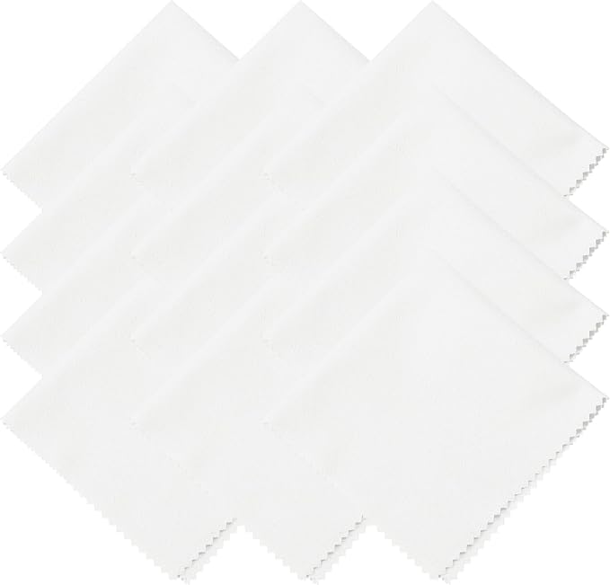 uxcell 12 Pcs Microfiber Cleaning Cloth for Glasses, 8 x 8 Inch Eyeglass Cleaning Cloth, Glasses Cleaner Wipes for Electronics Lenses Screens Cameras Cell Phones, Light White by uxcell