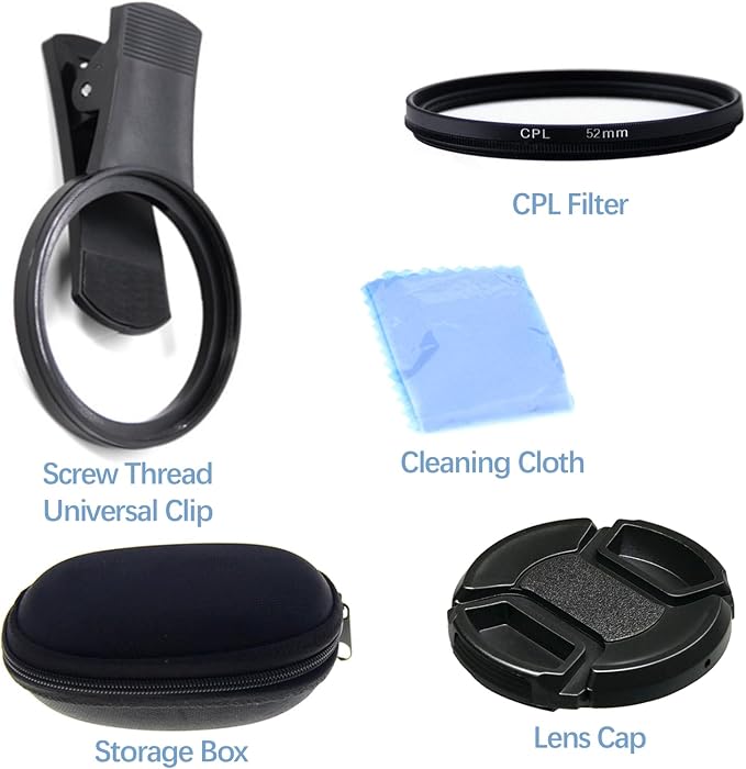 52MM Circular Polarizer Filter for Phone, Clip-on CPL Phone Camera Lens Filter Compatible with iPhone 16 15 14 13 and Other Smart Phones, Ultra Slim Multi-Coated CPL Lens Filter with Case - Image 6