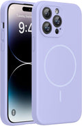 Miracase Silicone & Magnetic for iPhone 14 Pro Case, Light Purple | Compatible with MagSafe, Soft Microfiber Lining, Premium Silicone Cover Shockproof Drop Protection Phone Case for 14 Pro by Miracase