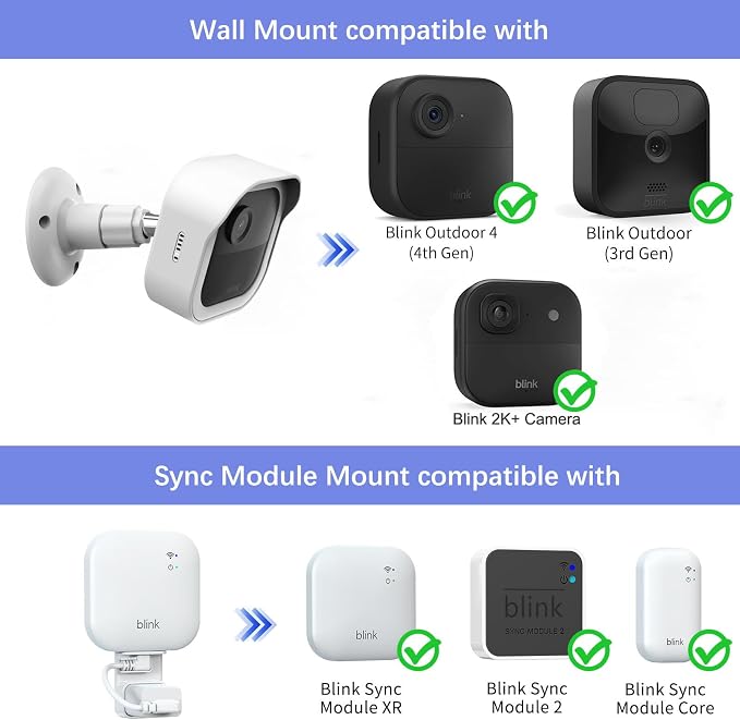 Blink Outdoor Wall Mount for Outdoor 4/2K+ Camera, Blink Sync Module Mount | Weatherproof Protective Cover, 360 Degree Adjustable Mount, Perfect View Angle for Blink Home Security System, White, 1 Pack - Image 2