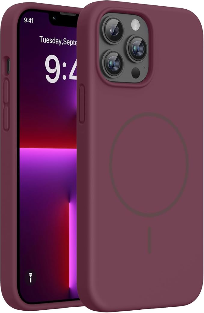 Miracase Magnetic for iPhone 13 Pro Case, Silicone, Soft Microfiber Lining by Miracase
