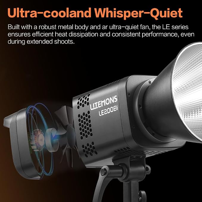Godox LE200Bi Godox Light Kit-2 Pack 220W Bi-Color LED Video Light | 2800K-6500K,57700 LUX,CRI/TLCI≥98,11 FX, with Quick Release Softbox,Stand, APP Control,for Photography/Live Streaming - Image 6
