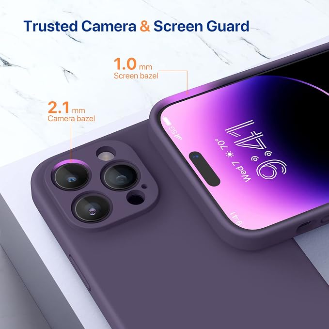 Miracase Silicone for iPhone 14 Pro Case, Dark Purple | Soft Anti-Scratch Microfiber Lining, Premium Silicone Cover Shockproof Drop Protection Phone Case for 14 Pro - Image 5