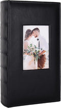 RECUTMS Photo Album 4x6 for 300 Photos Leather Family Pictures Book Black | Black Page, Horizontal Pockets, Small Album for Anniversary, Wedding, Graduation Photobook, DIY Cover Window, Birthday Gifts by RECUTMS