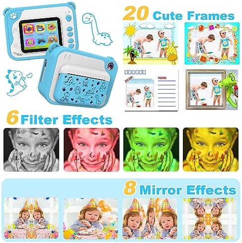Kids Instant Print Camera,Toddler Camera,1080P Video,32GB SD Card,Blue - Image 4
