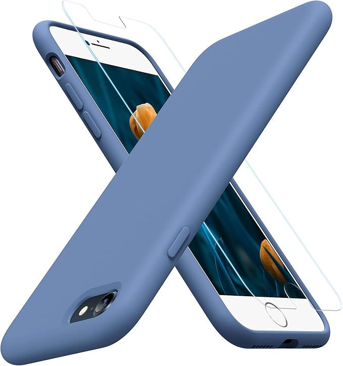 miracase Ultra Slim Designed for iPhone SE Case 2022(3rd Gen)/iPhone SE 2020 Case(2nd Gen)/iPhone 7 Case/iPhone 8 Case with Screen Protector, Multi-Color Silicone Shockproof Phone Case(Glass Blue) by Miracase
