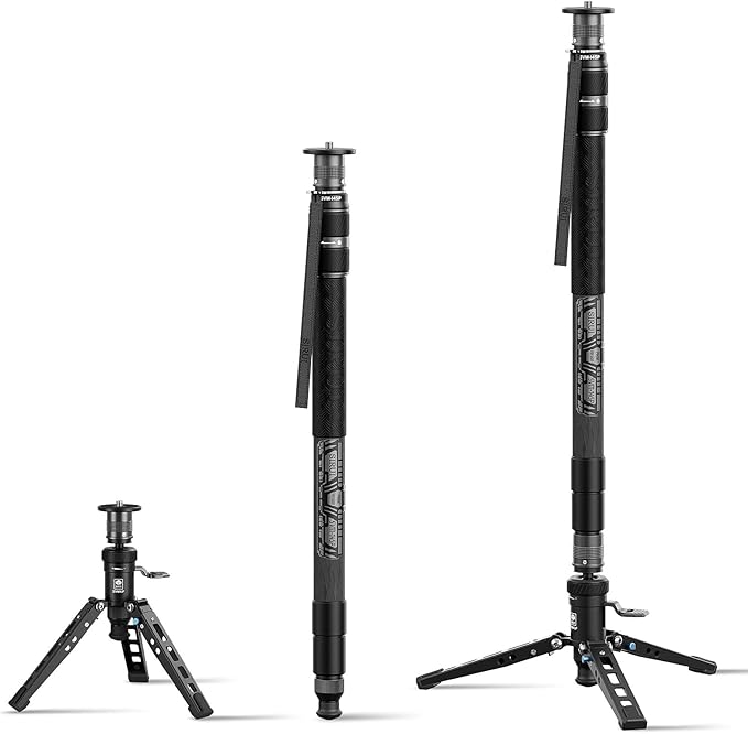 SIRUI SVM-145P Carbon Fiber Rapid Monopod, Pedal Feet, Twist Lock | 57" Height, 22LB Load, One-Step Height Adjustment, DSLR, Mirrorless Camera, Lightweight, Travel, Outdoor Shooting by SIRUI