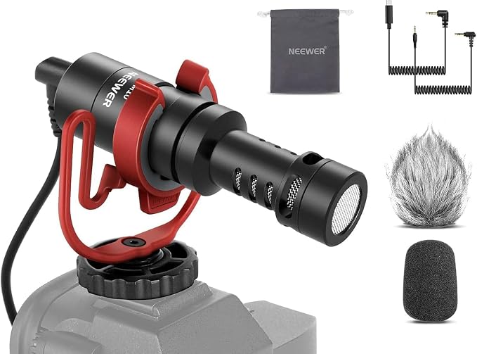 NEEWER Plug & Play Vlog Microphone, 20-20KHz Mini Supercardioid Mic with 3.5mm TRS, USB C OTG Cable, Shock Mount, Windscreen Compatible with iPhone 16 15 14 Samsung S24 Android Tablet Mac Camera, VM10 | 20-20KHz, Compatible with Sony Canon Nikon iPhone... by Neewer