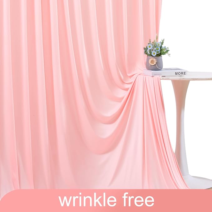 4 Panels Blush Pink Backdrop Curtain for Parties Baby Shower Wrinkle Free Pink Photo Curtains Backdrop Drapes Fabric Decoration for Wedding Birthday Party 20ft(W) x 10ft(H) - Image 6