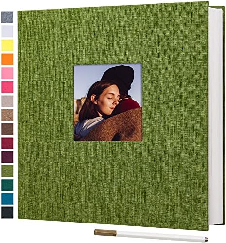 potricher Large Self Adhesive Photo Album 40 Pages, Linen cover, Green by potricher