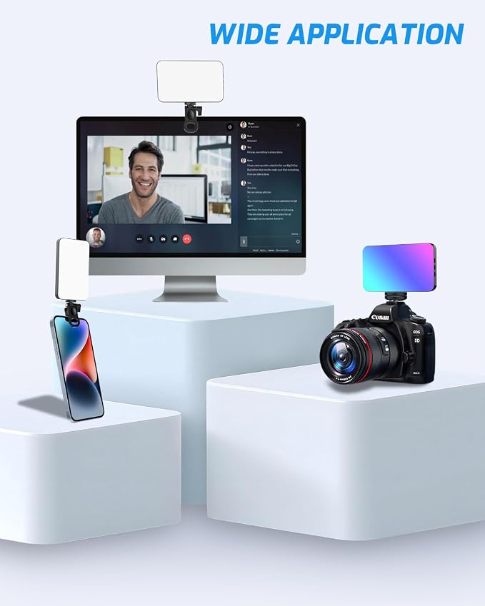 5000 mAh Portable Selfie Light for iPhone: RGB Rechargeable Phone Fill Lights, Ring Light for Camera Picture, Makeup Photo, Video Conferences, Laptop Use, Zoom Meetings, TikTok, Vlog Photography - Image 7