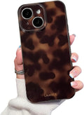 Cute Phone Case for iPhone 15 Case Cheetah Leopard Print | Amber Tortoiseshell Pattern,Full Camera Protective,Slim Shockproof TPU,Aesthetic Girly Glossy Cover for Women Men-Brown by XQAGU
