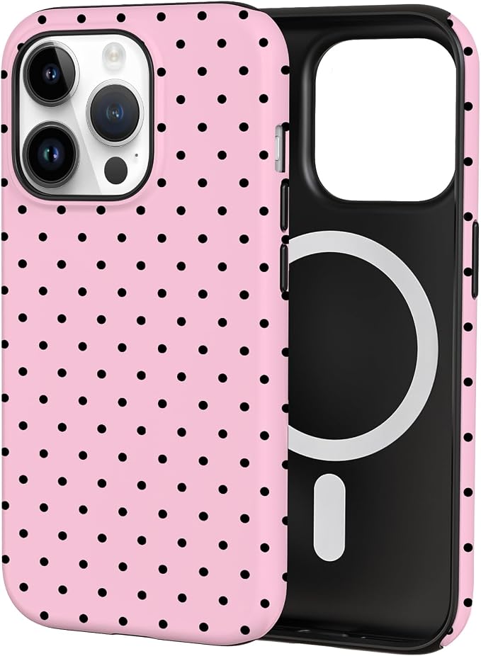 TPU Phone Case for iPhone 14 Pro Max, MagSafe Wireless Charging Compatible, Shockproof Slim Fit Protective Cover with Anti-Yellowing & Raised Camera Protection (Polka dot 4, iPhone 14 Pro Max) by Unknown