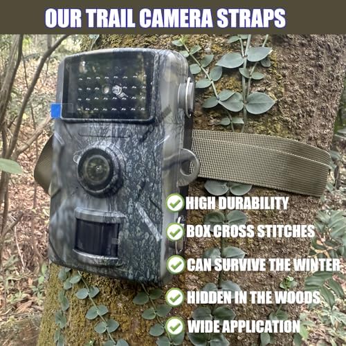 Heavy Duty Trail & Game Camera Mount Straps Belts Hunting Camera Tree Mounting Strap Belts Kit, Tie Down Straps with Buckle Portable UV Resistant and Foldable Nylon Fiber Strap Hunting Accessory 4 Pcs - Image 6