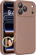 Miracase Magnetic for iPhone 17 Pro Case, Silicone, Chocolate | Compatible with MagSafe, Soft Microfiber Lining,Shockproof Drop Protection Phone Case for 17 Pro by Miracase