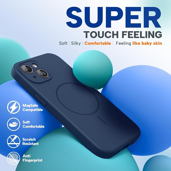 Miracase Silicone & Magnetic for iPhone 15 Plus Case, Dark Blue | Compatible with MagSafe, Soft Microfiber Lining, Liquid Silicone Case Shockproof Drop Protection Phone Case for 15 Plus - Image 6