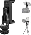 NEEWER Metal Phone Tripod Mount with Cold Shoes, 1/4" Thread, GA010 | 180° Tilt 360° Rotation, Adjustable Phone Clamp Holder, Compatible with iPhone 17 16 15 Samsung S25 S24 Ultra Camera Cage by Neewer