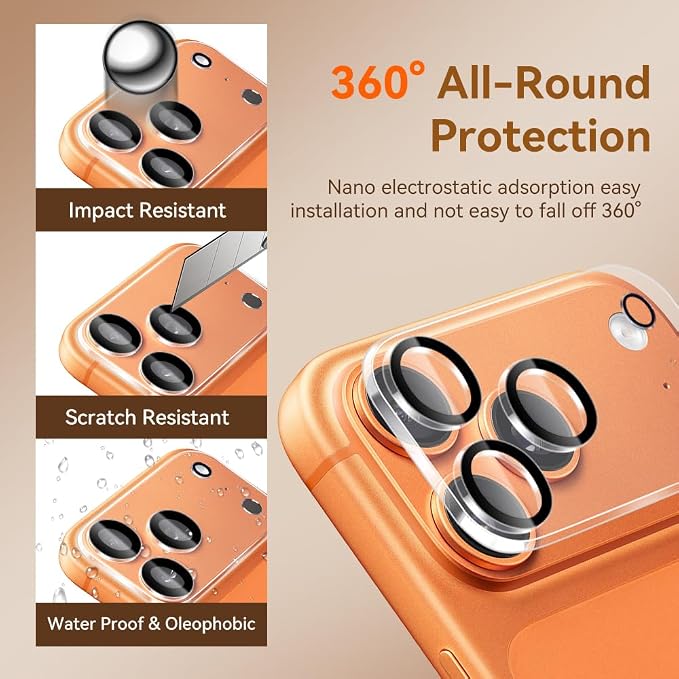 Camera Lens Protector for iPhone 17 Pro 6.3",9H Tempered Glass，Ultra HD, Scratch Resistance Easy to Install，Case Friendly， 3-Pack (iPhone17 pro) - Image 2