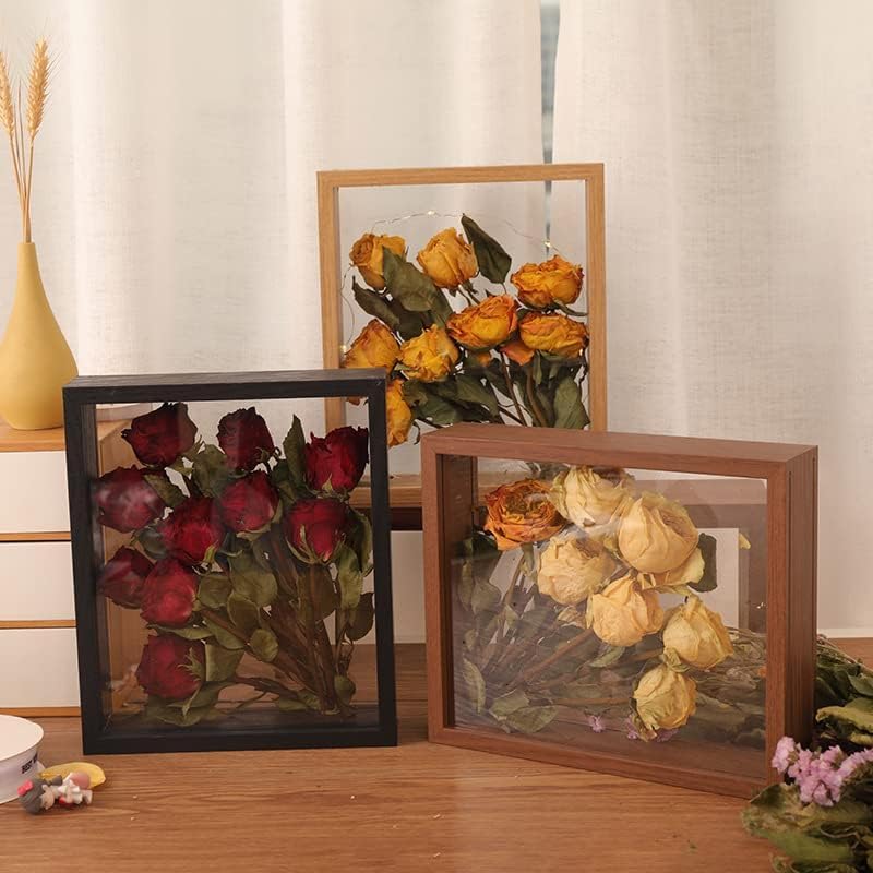 JOSON 2 packsWooden Dried Flower Photo Frame Dried Flower Display Stand Decorative Floating Photo Frame (brown 4x6) - Image 7
