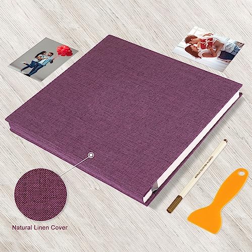 Photo Album Self Adhesive Pages 13.2x12.8 Scrapbook Purple 40 Pages - Image 4