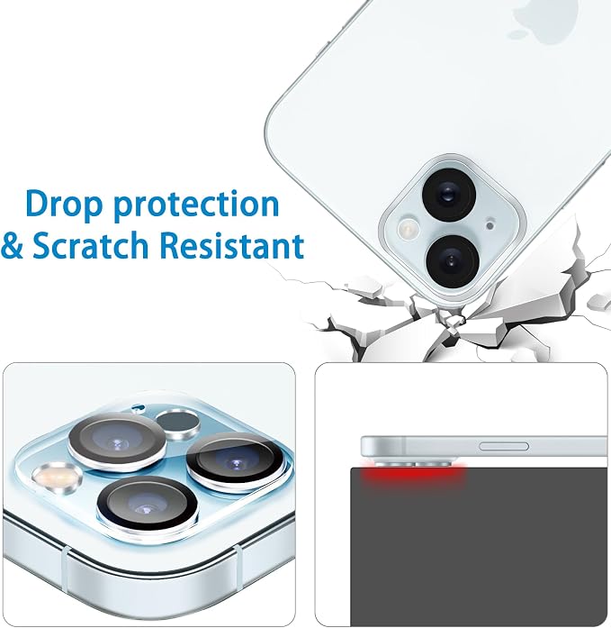 Dengduoduo 3 Pack Tempered Glass Camera Lens Protector for iPhone 15 6.1" & for iPhone 15 Plus 6.7", Ultra HD, 9H Hardness, Anti-Scratch, Case Friendly, Easy to Install [No Affect on Night Shots] - Image 5