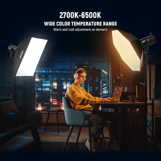 NEEWER CB200B 210W LED Video Light with 2.4G/APP Remote Control, All Metal Bi Color COB Continuous Output Lighting with Bowens Mount 90000Lux/1m 2700K-6500K CRI/TLCI97+ 12 Effects for Video Recording - Image 2