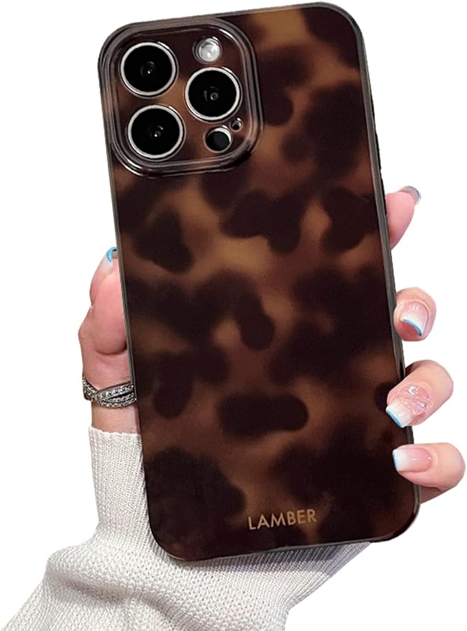 Cute Phone Case for iPhone 16 Pro Case Cheetah Leopard Print | Amber Tortoiseshell Pattern,Full Camera Protective,Slim Shockproof TPU,Aesthetic Girly Glossy Cover for Women Men-Brown by XQAGU