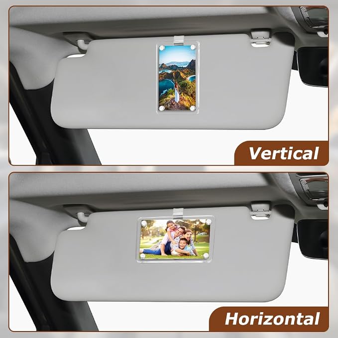 Car Picture Holder, Magnetic Car Picture Frame with Visor Clip Personalized Photo Holder Cars Accessories Photo Holder Displays(2pcs,9 * 6cm) - Image 4