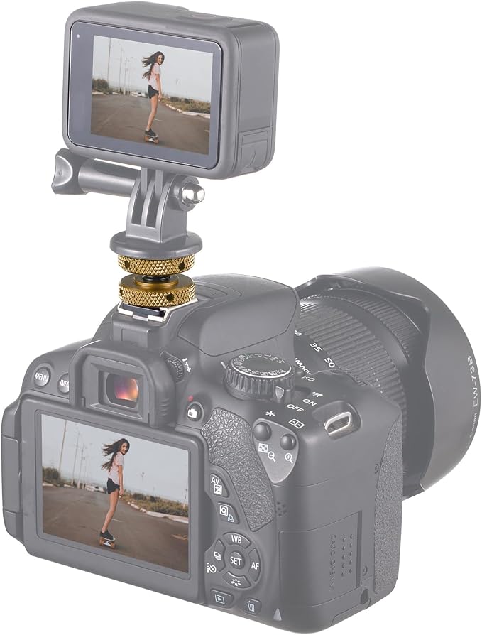 MINIFOCUS Camera Hot Shoe Mount Adapter, Double Nut with 1/4" and 3/8" Aluminum Alloy Tripod Screw Flash Shoe Mount for LED Monitors, Microphone, DSLR Field Monitor (Pack of 2) | Double Nut with 1/4" and 3/8" Aluminum Alloy Tripod Screw Flash Shoe Moun... - Image 8