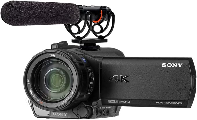 Advanced Super Cardioid Microphone for Sony FDR-AX100 (Stereo/Shotgun) with Dead Cat Wind Muff by DigitalNc
