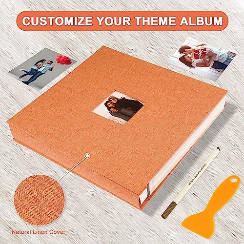 Photo Album Self Adhesive Pages Scrapbook 13.2x12.8 Orange 120 Pages - Image 4