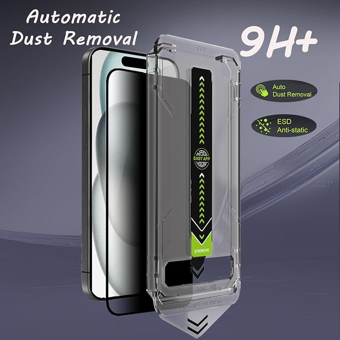 2 Pcs Privacy Screen Protector for iPhone 15 Plus/16 Plus 6.7" | Tempered Glass, Auto Dust-Elimination Installation, 9H Hardness, Bubble Free, Easy Installation, Anti-Spy, Case Friendly - Image 2