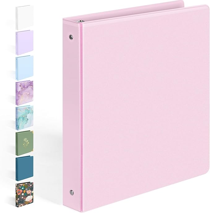 BinderX 3 Ring Binder 1 Inch, 1" Clear View Binder, Pink, Letter / A4 Size | Extra Durable, PVC-Free, Customizable, Interior Pockets, 175-Sheet Capacity, Eco-Friendly, Reinforced Hinge, School, Office by Sooez