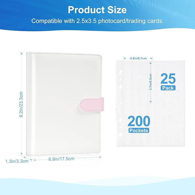 4 Pocket Trading Card Binder Holds 200 Cards, 25 Removable Double-Sided Sleeves, Baseball Card Album, Compatible with Sports, TCG & Game Cards, Card Collection Storage (Pink) - Image 4