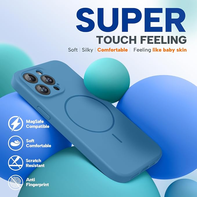 miracase Magnetic for iPhone 14 Pro Max Case, [Soft Anti-Scratch Microfiber Lining], Compatible with MagSafe, Silicone Shockproof Protection Phone Case for iPhone 14 Pro Max,Capri Blue - Image 7