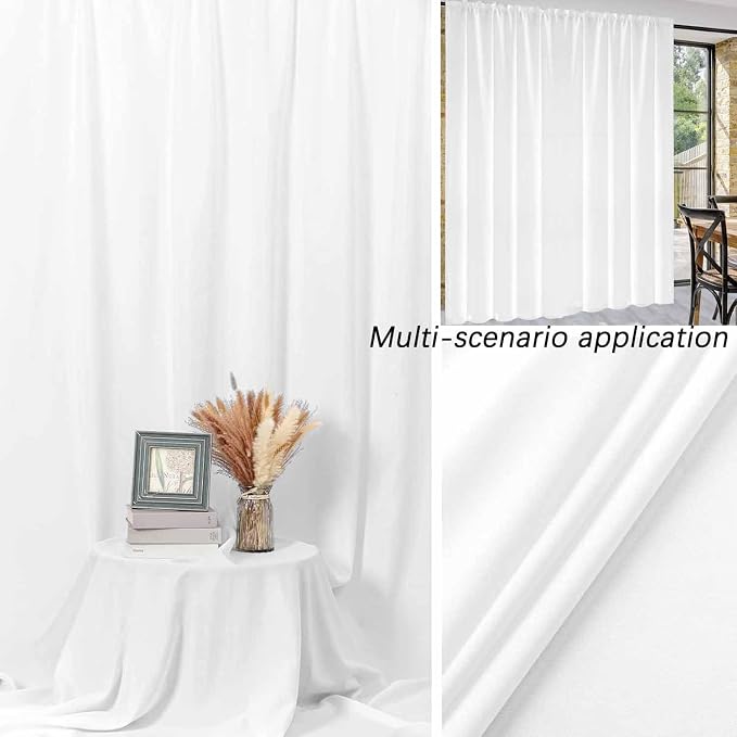 8x10ft White Backdrop for Photography, Pocket Design Photo Booth Background for Portrait Photoshoot, Party Decorations and Video Studio Background, White Backdrop Curtain for Soft Fabric Drapes - Image 2