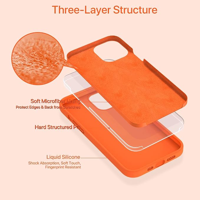 Miracase Silicone for iPhone 12 Case and iPhone 12 Pro Case, Orange | Liquid Silicone Gel Rubber Shockproof Drop Protection Phone Case for iPhone 12/12 Pro 6.1 inch - Image 3