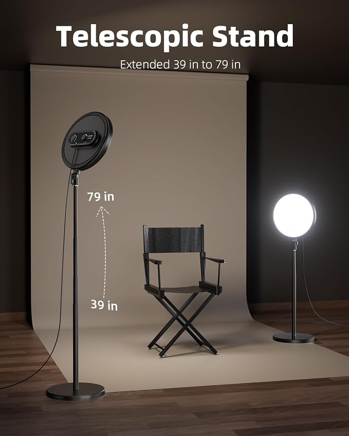 TODI Large Ring Light with 79" Stand, 6500K Full-Screen Selfie Ring Light with Stand and Phone Holder, Professional Big Ring Light for TikTok Light, Barber, Stream, Video, YouTube, Makeup, Photography - Image 3
