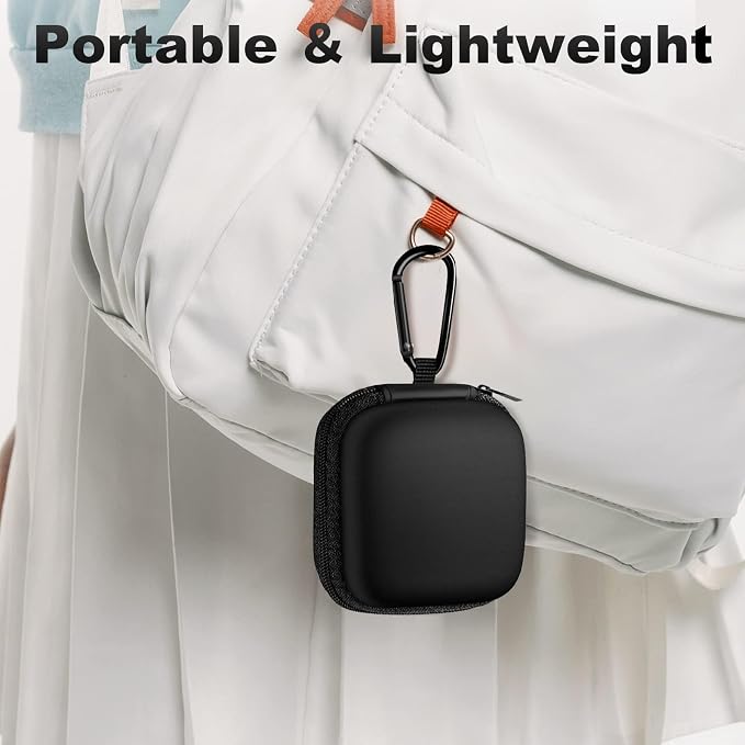 Square + Round Earbud Case Portable EVA Carrying Case Storage Bag Cell Phone Accessories Organizer with Carabiner for Earphone, Earbud, Earpieces, SD Memory Card, Camera Chips, Black * 2 - Image 7