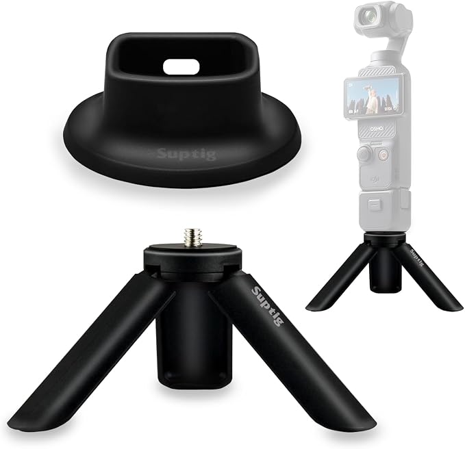 Suptig Tripod Mount, Silicone Non-Slip Desktop Mount for DJI Osmo Pocket 3, Osmo Pocket 3 Accessories(Black) by Suptig