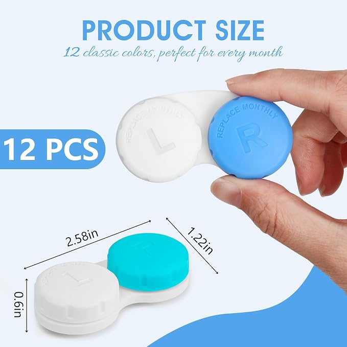 12 Pack Colorful Cute Contact Lens Cases, Bulk Storage Box with 12 Colors, Leak-Proof and Durable, Portable Storage Kit for Home and Travel - Image 2