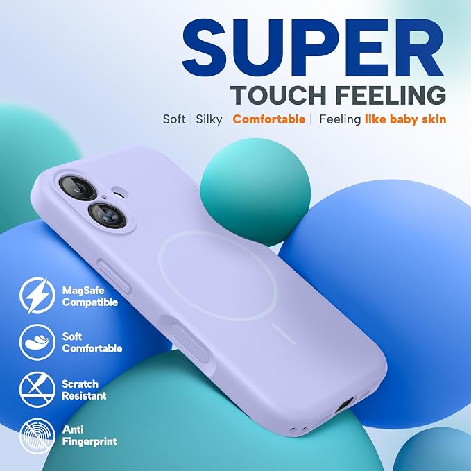 Miracase Silicone & Magnetic for iPhone 16 Case, Light Purple | Compatible with MagSafe, Anti-Scratch Microfiber Lining, Liquid Silicone Case Shockproof Drop Protection Phone Case for 16 - Image 7