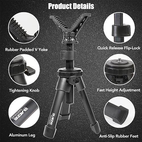 BZTAC Tactical Compact Rapid Shooting Rest - Adjustable Height Rifle Tripod with 360 Rotation V Yoke Holder, Durable Aluminum Construction for Hunting Outdoors - Image 2