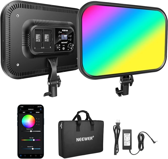 NEEWER 18.3" RGB LED Video Light Panel with APP Control, 360°Full Color, 1 Pack 60W Dimmable 2500K~8500K RGB LED Panel CRI/TLCI 97+ with 17 Special Scenes Effect for Game YouTube Zoom Photography by Neewer