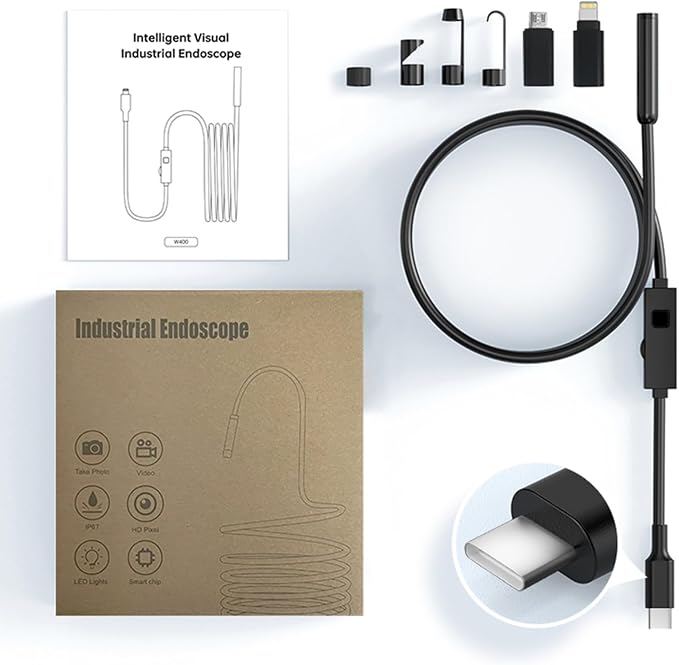 1920P HD Dual Lens Endoscope Camera Semi-Rigid Snake Cable IP67 Waterproof 8LED Lights Dimmable HD Industrial Pipeline Inspection Probe Compatible with Smartphones Endoscope Camera (16.4ft) - Image 8