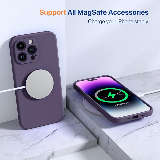 Miracase Silicone for iPhone 14 Pro Case, Dark Purple | Soft Anti-Scratch Microfiber Lining, Premium Silicone Cover Shockproof Drop Protection Phone Case for 14 Pro - Image 7